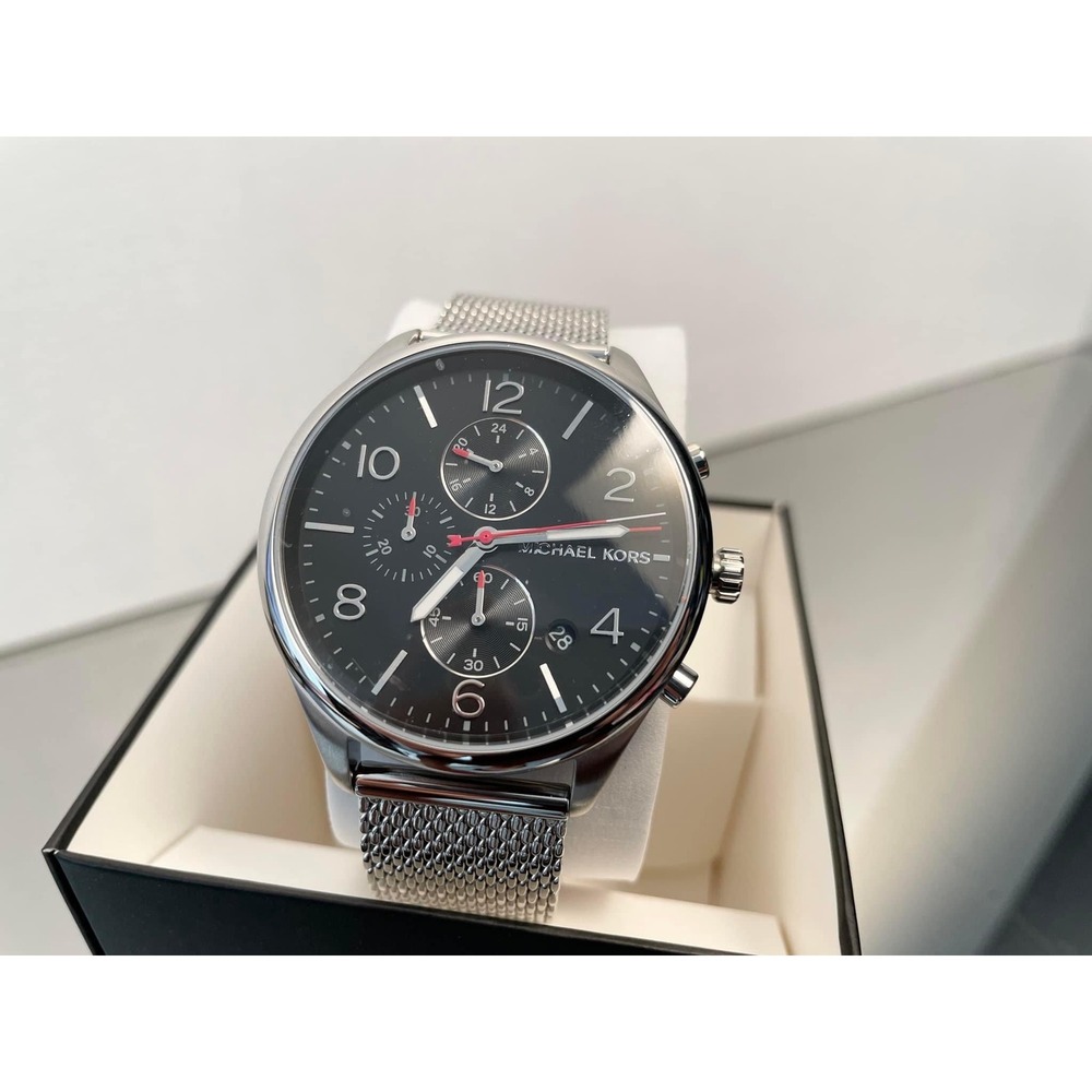 Michael Kors Gage Chronograph Black Dial Silver Mesh Bracelet Mens Watch MK8827 - Picture 3 of 4